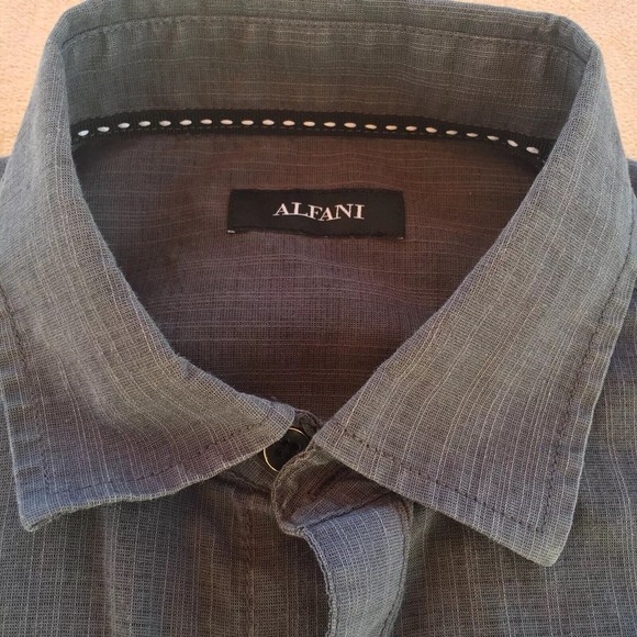 Alfani Men's Shirt Short Sleeve Button Down Gray BC100 - Picture 2 of 3